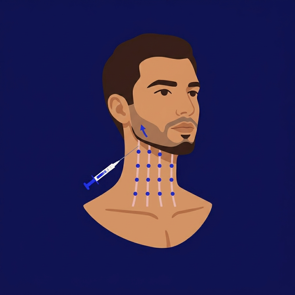 Model receiving platysma bands / neck lift treatment at N7 Aesthetics